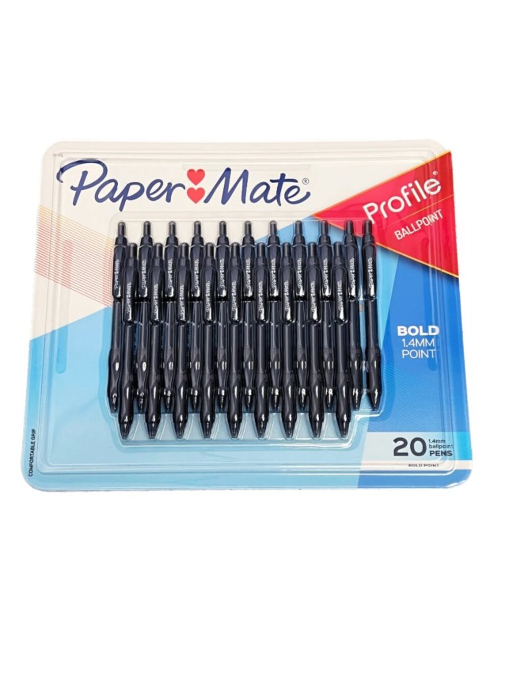 Paper Mate Profile Retractable Ballpoint Pens Bold 1.4mm Black 20 pack